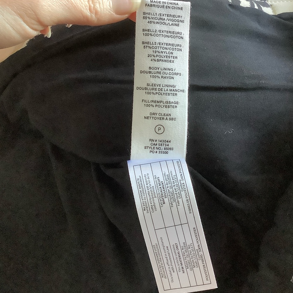 NWT Avec Les Filles Wool/Cotton Blend Mixed Print Quilted Coat, Snap Closure - Picture 4 of 15